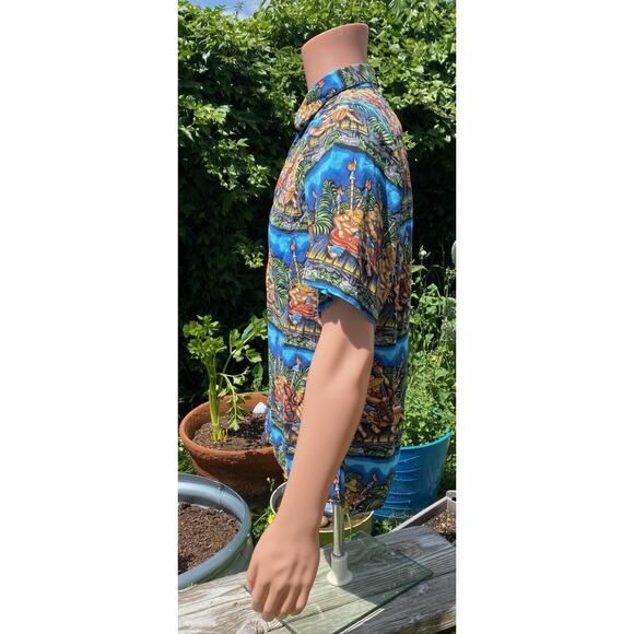 Reyn Spooner Dietrich Varez Hawaiian Shirt Jammin Musicians Tiki Rayon Men's Med - Picture 5 of 9